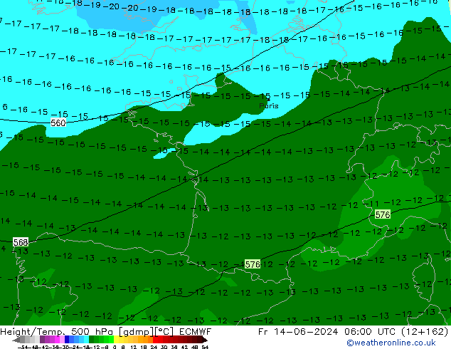 Z500/Rain (+SLP)/Z850 ECMWF Fr 14.06.2024 06 UTC