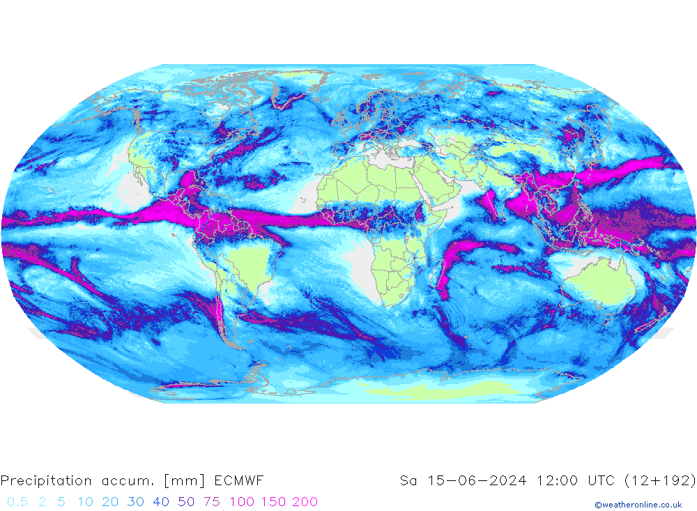 Precipitation accum. ECMWF sab 15.06.2024 12 UTC