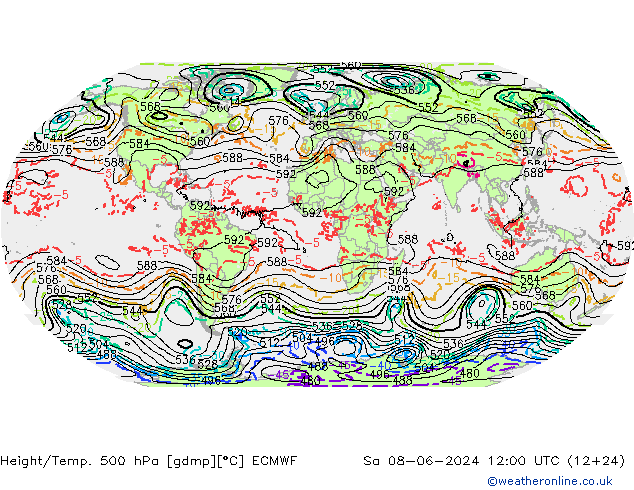 Z500/Rain (+SLP)/Z850 ECMWF  08.06.2024 12 UTC
