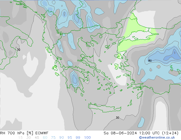 RH 700 hPa ECMWF Sa 08.06.2024 12 UTC