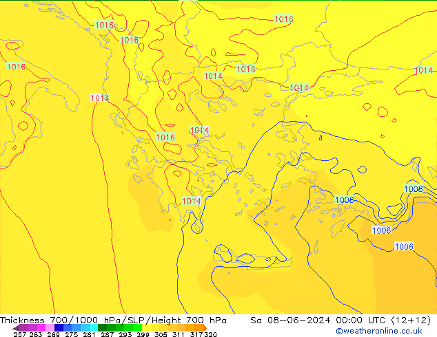 Thck 700-1000 hPa ECMWF So 08.06.2024 00 UTC