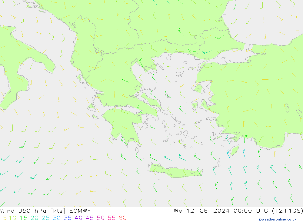 Prec 6h/Wind 10m/950 ECMWF We 12.06.2024 00 UTC