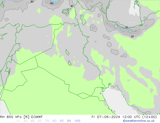 RH 850 hPa ECMWF pt. 07.06.2024 12 UTC