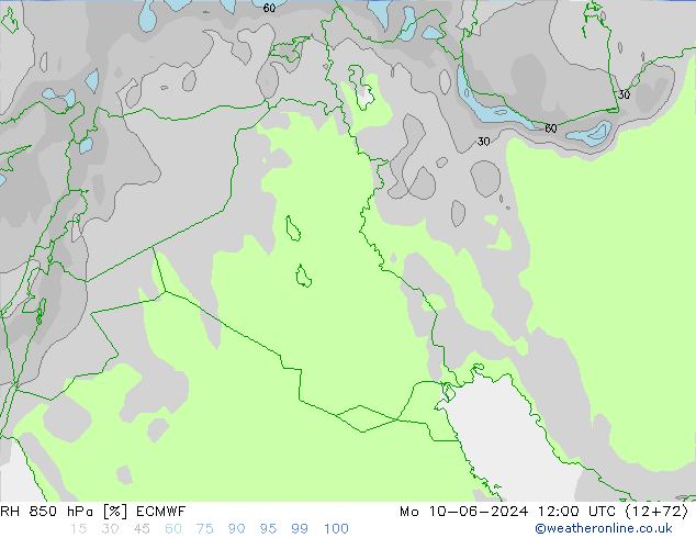 RH 850 hPa ECMWF Seg 10.06.2024 12 UTC