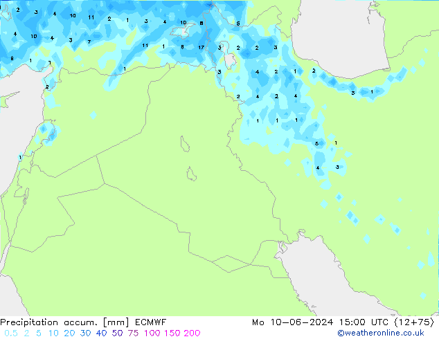 Precipitation accum. ECMWF Mo 10.06.2024 15 UTC