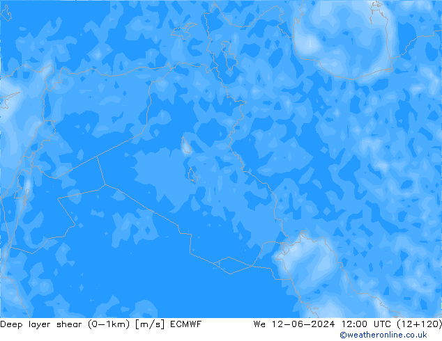 Deep layer shear (0-1km) ECMWF St 12.06.2024 12 UTC