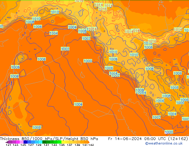 Thck 850-1000 hPa ECMWF pt. 14.06.2024 06 UTC