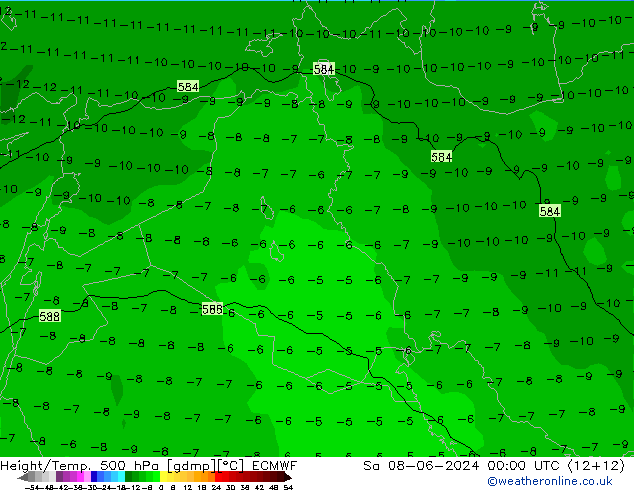 Z500/Rain (+SLP)/Z850 ECMWF sáb 08.06.2024 00 UTC