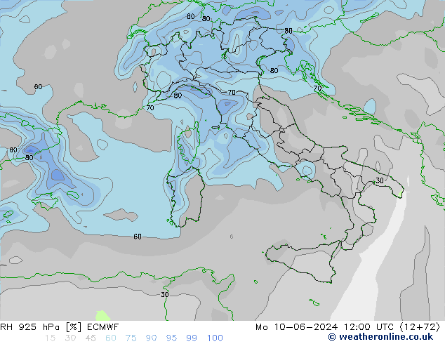 RH 925 hPa ECMWF  10.06.2024 12 UTC