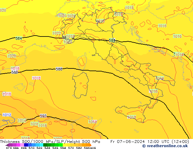 Thck 500-1000hPa ECMWF Fr 07.06.2024 12 UTC