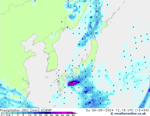 opad (6h) ECMWF nie. 09.06.2024 18 UTC