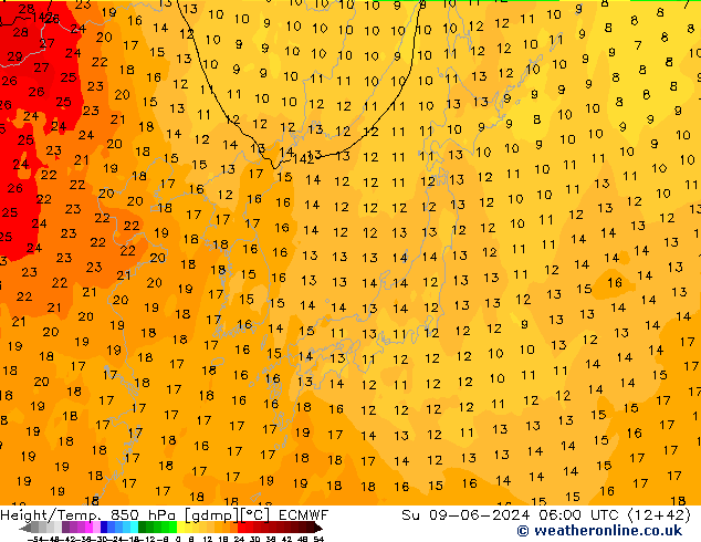 Z500/Regen(+SLP)/Z850 ECMWF zo 09.06.2024 06 UTC