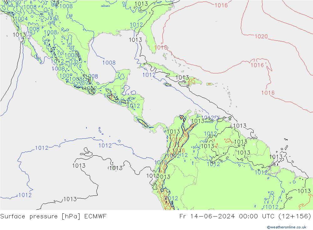 Atmosférický tlak ECMWF Pá 14.06.2024 00 UTC