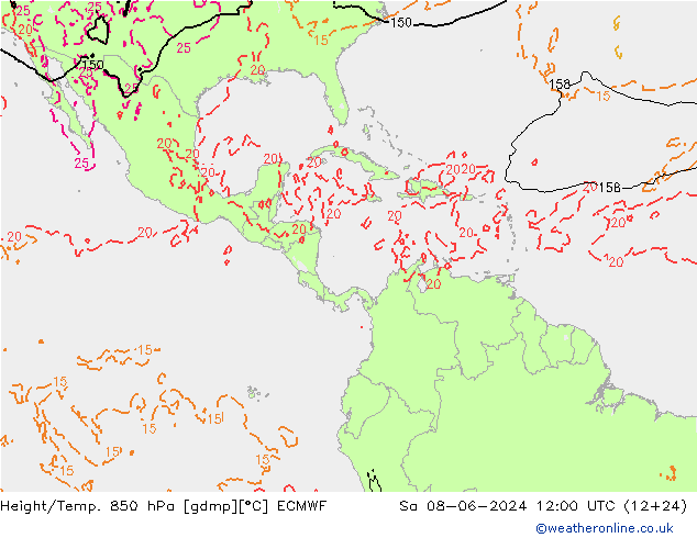 Z500/Rain (+SLP)/Z850 ECMWF Sa 08.06.2024 12 UTC