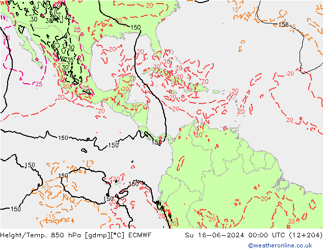 Z500/Rain (+SLP)/Z850 ECMWF Dom 16.06.2024 00 UTC