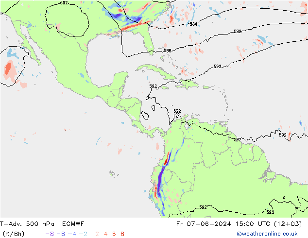 T-Adv. 500 hPa ECMWF Fr 07.06.2024 15 UTC