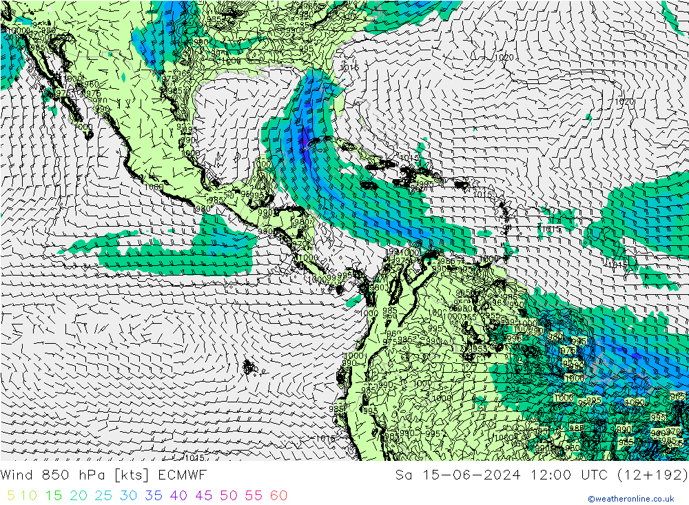 Wind 850 hPa ECMWF Sa 15.06.2024 12 UTC