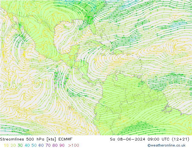 Rüzgar 500 hPa ECMWF Cts 08.06.2024 09 UTC