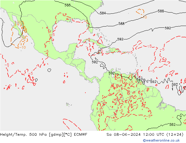 Z500/Rain (+SLP)/Z850 ECMWF Sa 08.06.2024 12 UTC