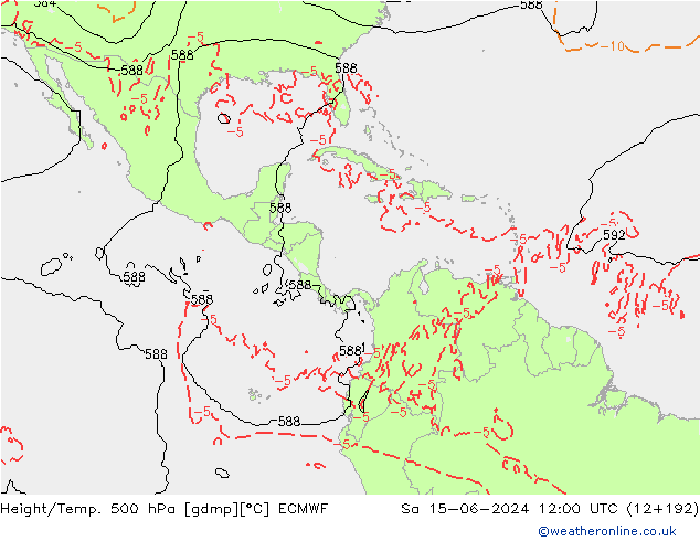 Height/Temp. 500 hPa ECMWF  15.06.2024 12 UTC