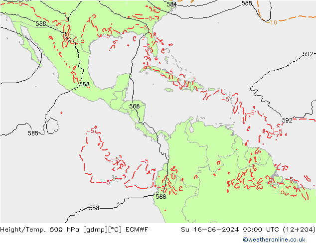 Height/Temp. 500 hPa ECMWF dom 16.06.2024 00 UTC