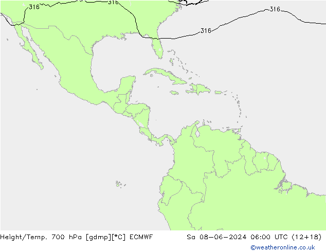 Height/Temp. 700 hPa ECMWF So 08.06.2024 06 UTC