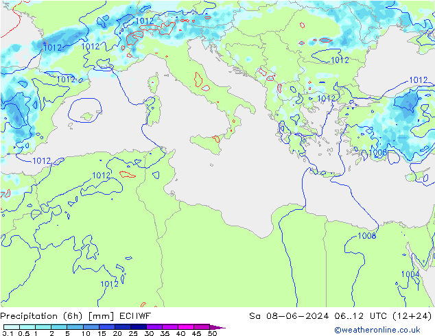 Z500/Regen(+SLP)/Z850 ECMWF za 08.06.2024 12 UTC