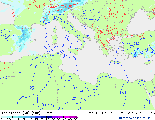Z500/Rain (+SLP)/Z850 ECMWF Mo 17.06.2024 12 UTC