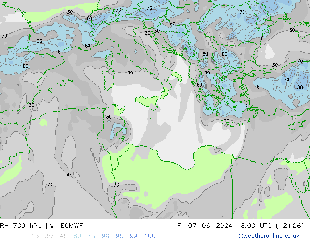 RH 700 hPa ECMWF pt. 07.06.2024 18 UTC