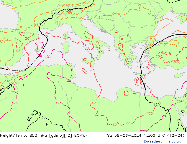 Z500/Regen(+SLP)/Z850 ECMWF za 08.06.2024 12 UTC