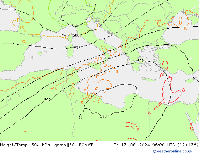 Z500/Rain (+SLP)/Z850 ECMWF  13.06.2024 06 UTC
