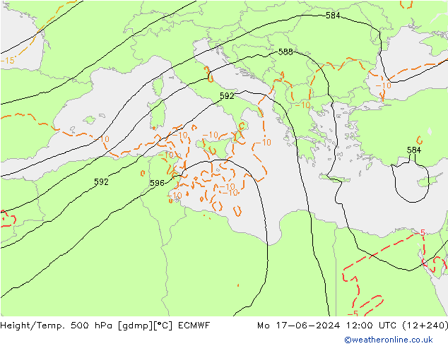 Z500/Rain (+SLP)/Z850 ECMWF Mo 17.06.2024 12 UTC
