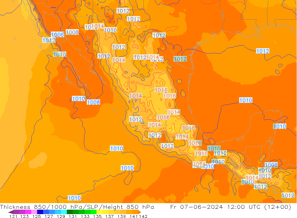 Thck 850-1000 hPa ECMWF Fr 07.06.2024 12 UTC