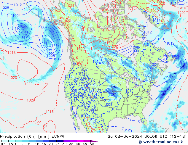 Z500/Regen(+SLP)/Z850 ECMWF za 08.06.2024 06 UTC