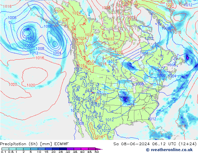 Z500/Rain (+SLP)/Z850 ECMWF  08.06.2024 12 UTC