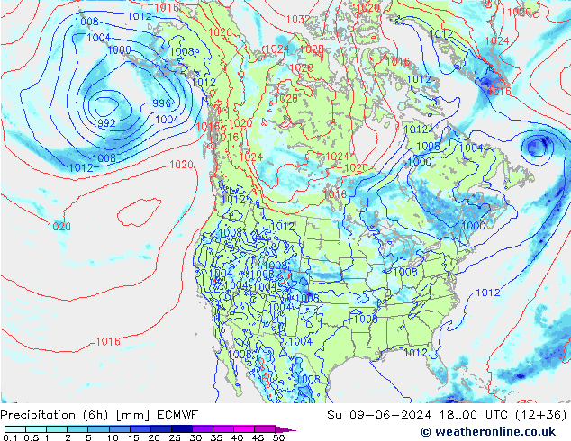 Z500/Rain (+SLP)/Z850 ECMWF Ne 09.06.2024 00 UTC