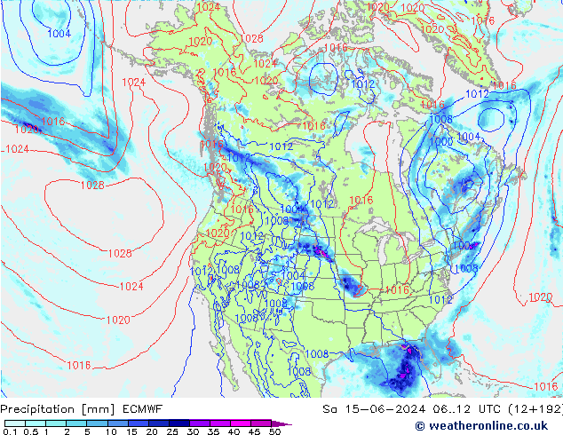 Precipitazione ECMWF sab 15.06.2024 12 UTC