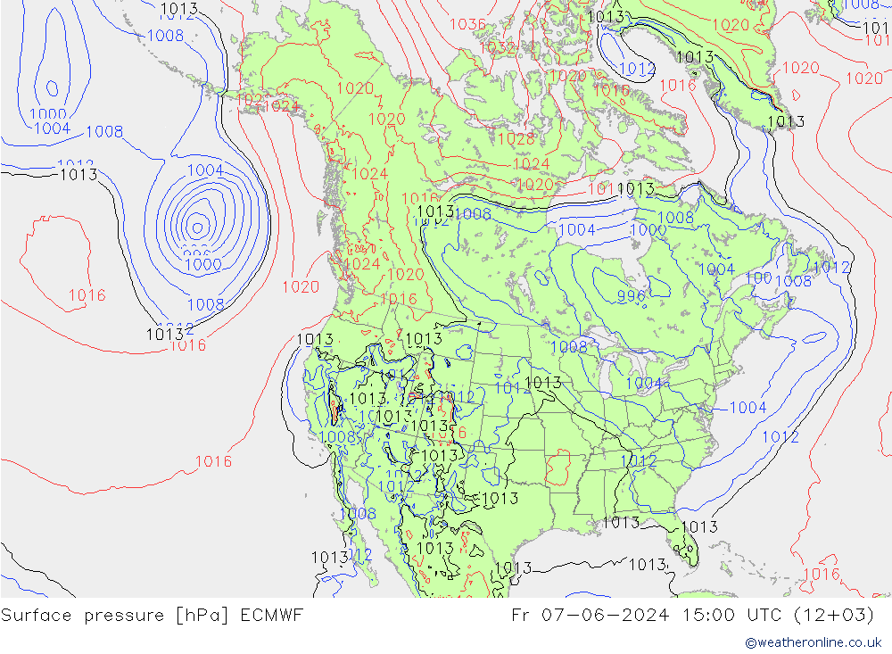 Atmosférický tlak ECMWF Pá 07.06.2024 15 UTC