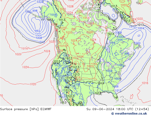 ciśnienie ECMWF nie. 09.06.2024 18 UTC