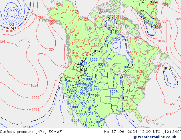 Pressione al suolo ECMWF lun 17.06.2024 12 UTC