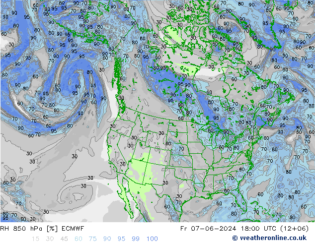 RH 850 hPa ECMWF pt. 07.06.2024 18 UTC