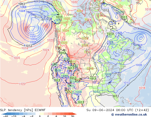 SLP tendency ECMWF Ne 09.06.2024 06 UTC