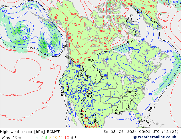 yüksek rüzgarlı alanlar ECMWF Cts 08.06.2024 09 UTC