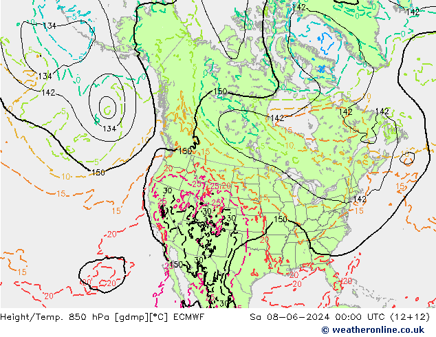 Z500/Rain (+SLP)/Z850 ECMWF Sa 08.06.2024 00 UTC