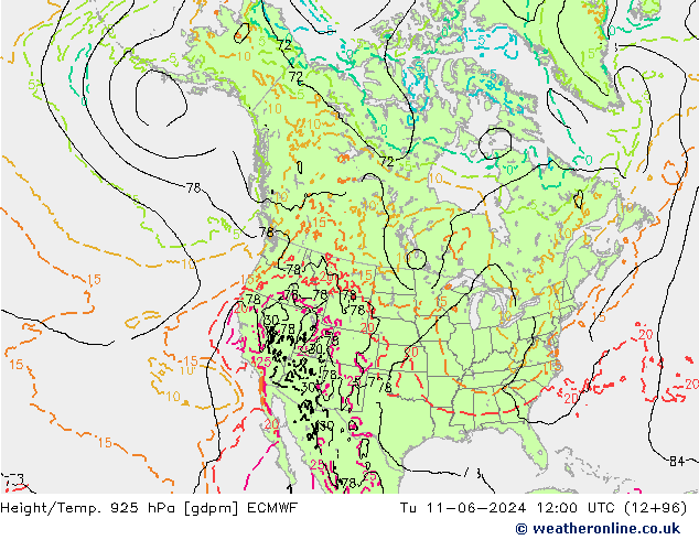 Height/Temp. 925 hPa ECMWF mar 11.06.2024 12 UTC