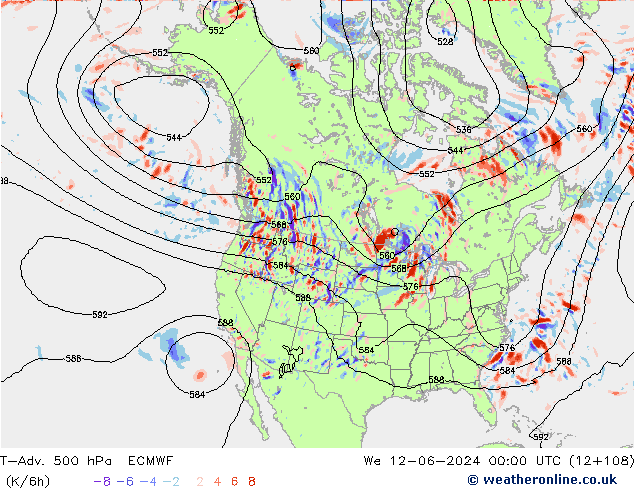 T-Adv. 500 hPa ECMWF Qua 12.06.2024 00 UTC