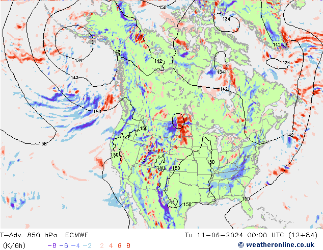 T-Adv. 850 hPa ECMWF Sa 11.06.2024 00 UTC