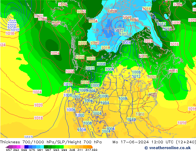 Schichtdicke 700-1000 hPa ECMWF Mo 17.06.2024 12 UTC