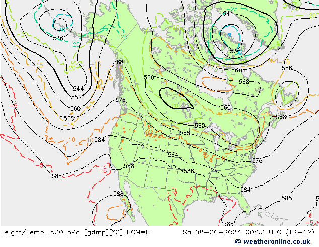 Z500/Rain (+SLP)/Z850 ECMWF Sa 08.06.2024 00 UTC