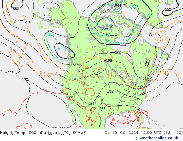 Z500/Rain (+SLP)/Z850 ECMWF сб 15.06.2024 12 UTC